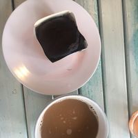 brownie and soy milk coffee at Govinda's Restaurant in Krabi