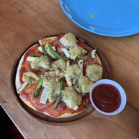 Vegan pizza! at Govinda's Restaurant in Krabi