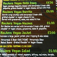 a menu sample at Vintage Rockbar in Doncaster