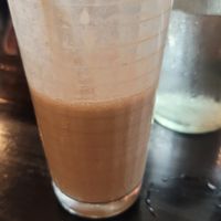 Vegan smoothie...peanut butter, banana oat milk and vegan protein powder at Cafe YOU in Cape Coral