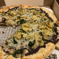 tapenade, artichoke, spinach and vegan mozzarella - delish! at Peekaboo Canyon Wood Fired Kitchen in Kanab