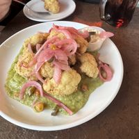 Cauliflower app - huge portion, my sister got the cheese on the side for her   at Peekaboo Canyon Wood Fired Kitchen in Kanab