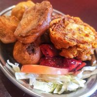 Vegan pakora platter at The  Pakora Bar in Edinburgh