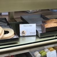 Vegan options of banana bread and jammy biscuit   at Pasticceria Ponte delle Paste in Venice