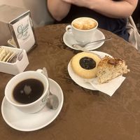 Vegan blackberry flavour biscuit and a soya milk cappuccino. Very good coffee!  at Pasticceria Ponte delle Paste in Venice