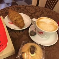 jam croissant, chocolate chip muffin & soy cappuccino  at Pasticceria Ponte delle Paste in Venice