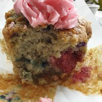 Vegan muffin inside at Fozigobble Cafe in Yarragon