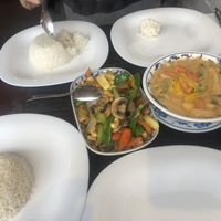 Mushroom & cashew stir fry & red curry   at Thai Orchid  in Ramsgate