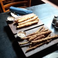 Fried zucchini and asparagus  at Black & Blue in Easton