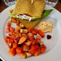 Pancake burger at Organico in Stockholm