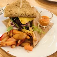 Vegan cheese burger at Organico in Stockholm
