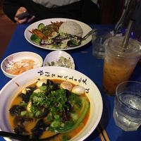 mushroom ramen and tofu plate with Thai tea boba  at Gokoku in Studio City