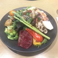 My first buffetstaffs served by a staff  at Cosme Kitchen Adaptation - Atre West in Tokyo