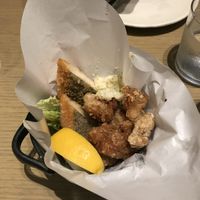 Soy fish and meat with tartar sauce at Cosme Kitchen Adaptation - Atre West in Tokyo