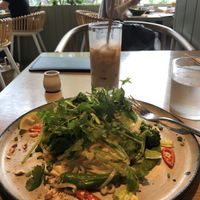 Coconut pad Thai and soy chai at Cosme Kitchen Adaptation - Atre West in Tokyo