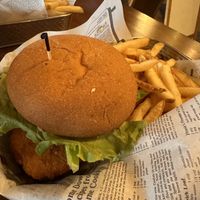 Chicken sandwich with fries   at Cascade Restaurant in Lutsen