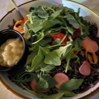 American grains bowl without egg and plain tahini instead of dressing  at Cascade Restaurant in Lutsen