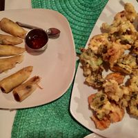 Spring rolls and tempura veg-vegan at Bunn Thai Bistro in Grover Beach