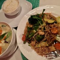 Vegan green curry and vegan pad Thai  at Bunn Thai Bistro in Grover Beach