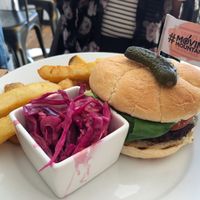 Plant based cheese burger  at Crazy Bean Cafe in Great Bookham