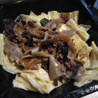 Bean curd sheet with mushrooms at The Veggie in Kowloon
