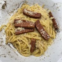 Vegan spaghetti alla carbonara… a culinary masterpiece  at Origano Campo de' Fiori in Rome