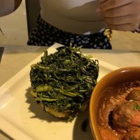 Oven fried potatoes with spinach  at Origano Campo de' Fiori in Rome