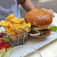 Vegan cheeseburger  at Origano Campo de' Fiori in Rome