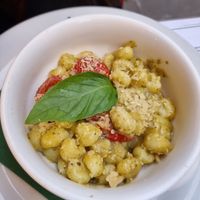 Vegan Pesto gnocchi (great) at Origano Campo de' Fiori in Rome