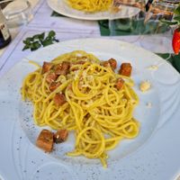 Pasta carbonara at Origano Campo de' Fiori in Rome