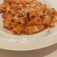 Vegan amatriciana style rigatoni at Origano Campo de' Fiori in Rome