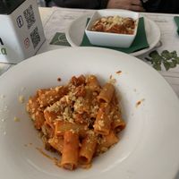 vegan rigatoni and vegan lasagna  at Origano Campo de' Fiori in Rome