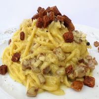 Spaghetti alla Carbonara Vegani - Vegan Carbonara  #Veganuary at Origano Campo de' Fiori in Rome