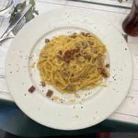 Spaghetti alla carbonara vegani  at Origano Campo de' Fiori in Rome