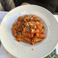 Rigatona all'amatriciana Vegani  at Origano Campo de' Fiori in Rome