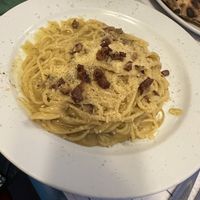 Carbonara with Seitan “bacon"  at Origano Campo de' Fiori in Rome