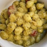 Vegan basil pesto gnocchi   at Origano Campo de' Fiori in Rome