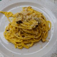 Vegan carbonara with smoked tofu at Origano Campo de' Fiori in Rome