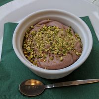 Soy dark chocolate mousse at Origano Campo de' Fiori in Rome