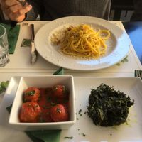 Vegan carbonara and ‘meatballs’ at Origano Campo de' Fiori in Rome
