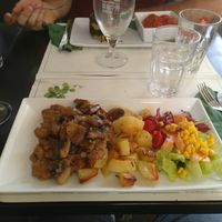 Veganes Gericht sehr leckerer Fleisch Ersatz at Origano Campo de' Fiori in Rome