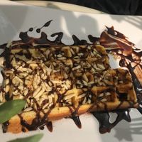 Chocolate, cinnamon & almonds dinkel belgian waffle  at Kenny's World of Juices in Vienna