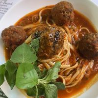Linguine with polpette and tomato sauce  at Frutteto Cozinha Artesanal in Recife
