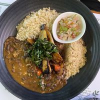 Feijão with rice, banana and salad  at Frutteto Cozinha Artesanal in Recife
