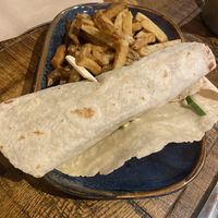 A child’s vegan wrap …. Yep that’s right a child’s size haha   at Hubbox in Exeter