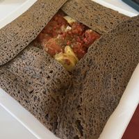 Savory crepe with vegan cheese  at Delice & Sarrasin in New York City