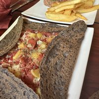 LA PAYSANNE CREPE- Bacon (dried beans) , Tomato, Onions, Potatoes & Emmental Cheese (cashew based). GF & SF #Veganuary at Delice & Sarrasin in New York City