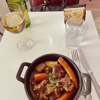 Boeuf Bourguignon.  Rose Wine (Cote de Provence) at Delice & Sarrasin in New York City