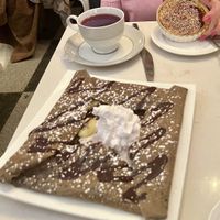 Orange 🍊 crème brûlée 🍮 and banana 🍌 chocolate crepe   at Delice & Sarrasin in New York City