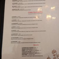 Crepe and desert menu at Delice & Sarrasin in New York City
